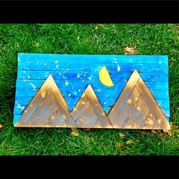 Hand Crafted Other - Handmade Wood Mountain Art
